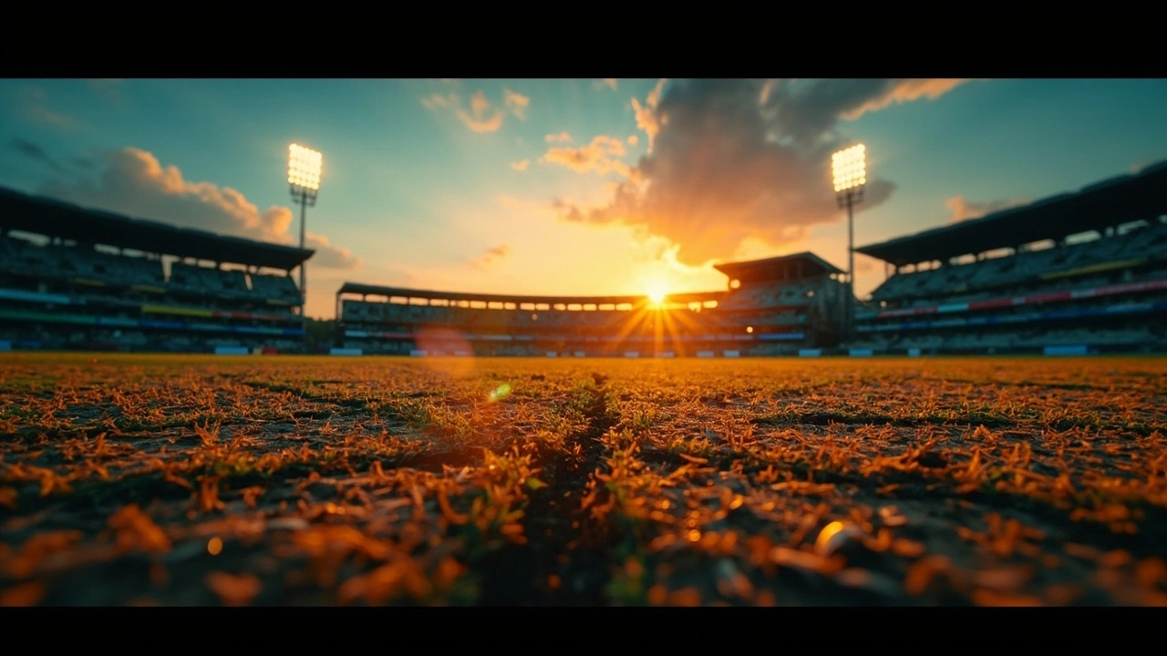 Match prediction pitch report toss IPL 2026 banner showing stadium pitch under floodlights for Betrophy fantasy editorial
